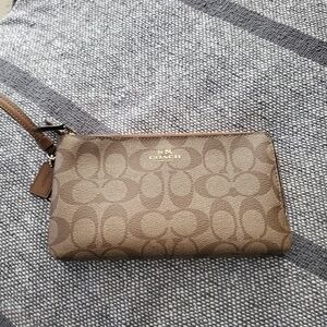 Coach Signature Brown Wristlet